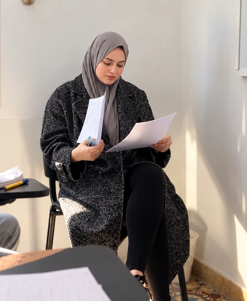 الأستاذة خولة كتوجد أوراق المتابعة ديال التلاميذ